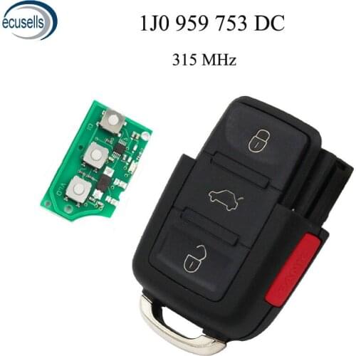 3+1 Buttons 315MHZ Remote Control 4 Buttons Key Fob 1J0 959 753 DC 1J0959753DC FOR VW