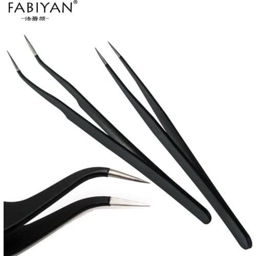 Nail Art Anti-Magnetic Nipper Clipper Tweezer Curved Straight Black Manicure Rhinestone Glitter Stainless Steel Picking Tool Kit