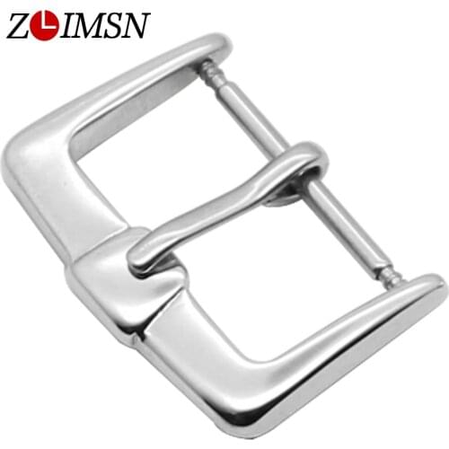 ZLIMSN Free Shipping 100pcs Watch Buckle 16 18 20 22mm Silver Solid Stainless Steel Wristwatch Clasp Pin Buckles Replacement