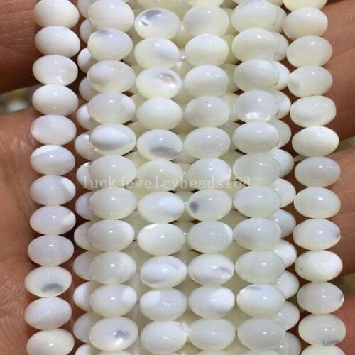 Free Shipping Fashion Jewelry 4x6mm Beautiful White Mother of pearl Shell Abacus Spacers Loose Beads 15" FG8214