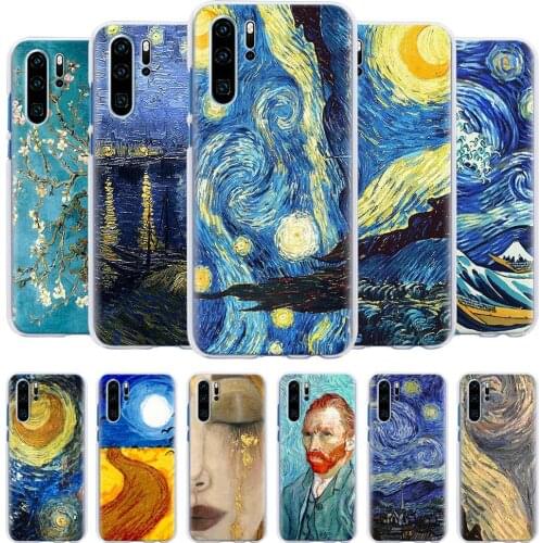 Paintings Starry Night Van Gogh Phone Cases for Huawei P20 P30 Lite P40 Pro+ P40 Lite P10 Lite P Smart 2019 Hard Cover Capa