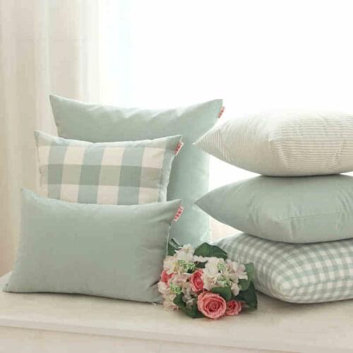 Cyan color plaid cushion cover checkered throw pillowcase decorative sofa pillow cover household