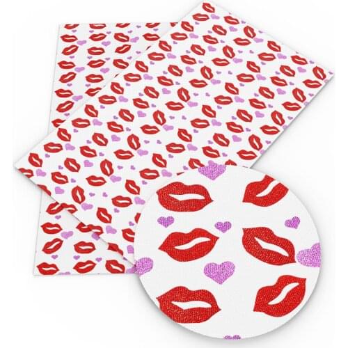 David accessories 20*33cm Love Printed Faux Leather Fabric Sewing Synthetic Synthetic DIY Bag Shoes Material Fabric,1Yc9141