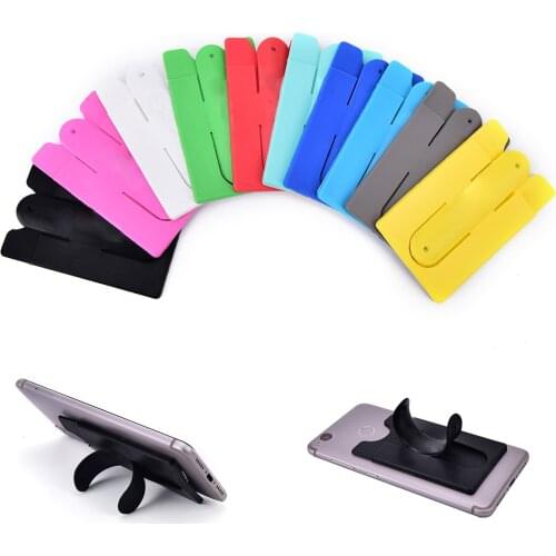 Fashion colorful card holder stand For Iphone7 Plus/6s Samsung Huawei Adhesive Sticker Back Cover Card Case Pouch For Cell Phone