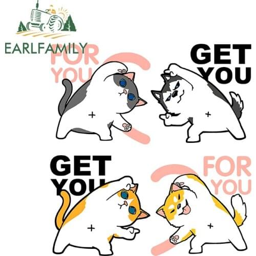 EARLFAMILY 13cm for Funny Animal GET YOU Husky Chai Dog Cat Car Accessoires Stickers Camper RV Decals Personality Waterproof