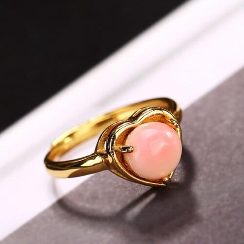 Silver S925 Sterling Silver Plated Gold Shell Inlaid Heart Ring Korean Version Of The Joker Rings Wholesale