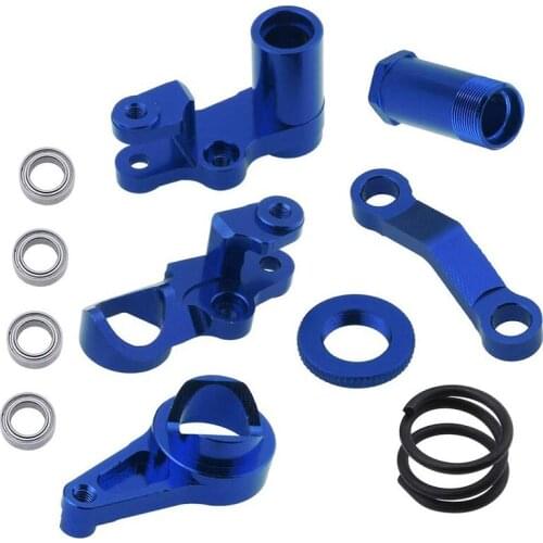 Aluminum Steering Bellcranks and Servo Saver Set with Bearings for Traxxas 1/10 Slash 4X4 Hop-Up Upgrade Parts Navy Blue