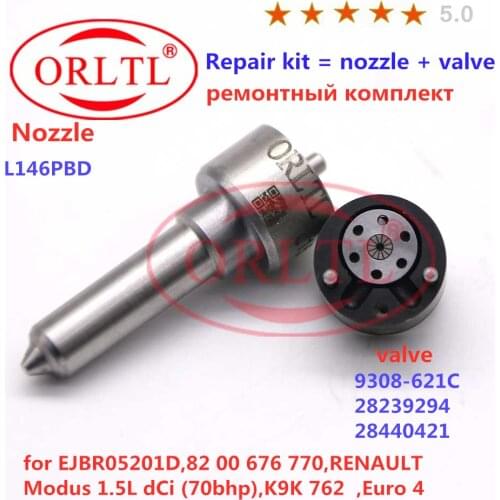 NOZZLE L146PBD INJECTOR VALVE 9308-621C REPAIR KITS ( 7135-645 ) FOR EJBR05201D,8200676770,RENAULT Modus 1.5L dCi (70bhp),K9K