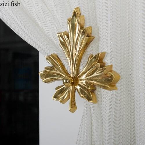 Creativity Copper Curtain Hooks Maple Leaf Brass Wall Hook Holder Coat Hook Towel Rack Curtains Home Decoration Room Accessories
