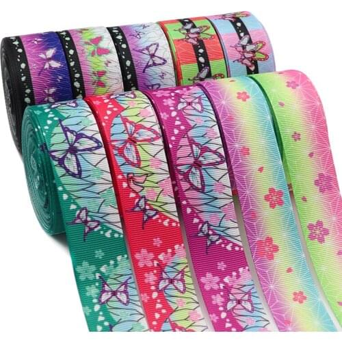 5 Yards 1" 25MM/38MM Japanese Cartoon Printed Grosgrain Ribbons For Hair Bows DIY Handmade Materials Y2020121701