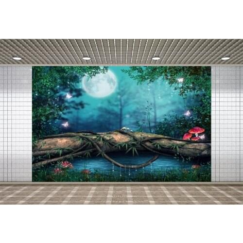 Lyavshi Photography Background Cartoon Fairytale Backdrops Night Kids Photographic Backdrops Birthday Party Photo Studio Props