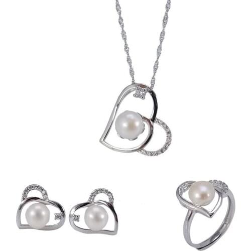 MADALENA SARARA Flower Style AAAA Cubic Zirconia AAA 8mm Freshwater Pearl S925 Plated pendant chain Necklace Jewelry Set