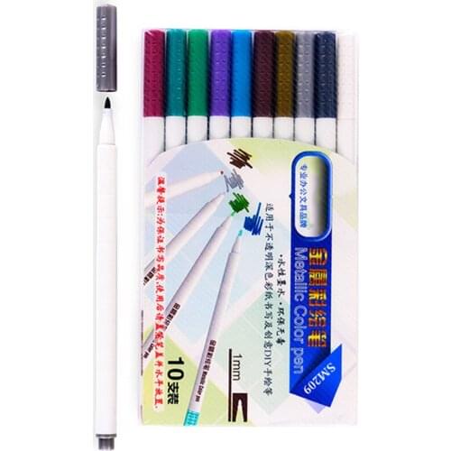 10 colors/set Paint Marker Pen Waterproof Permanent Water Oil Based Markers Color on Rocks Metal Wood Glass DIY Album JR