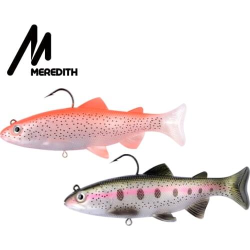 MEREDITH Trout Silicone Bait Soft Baits Wobblers 12cm 15cm Lead Head PVC Fishing Lures Artificial Baits T Tail Lead Soft Lures