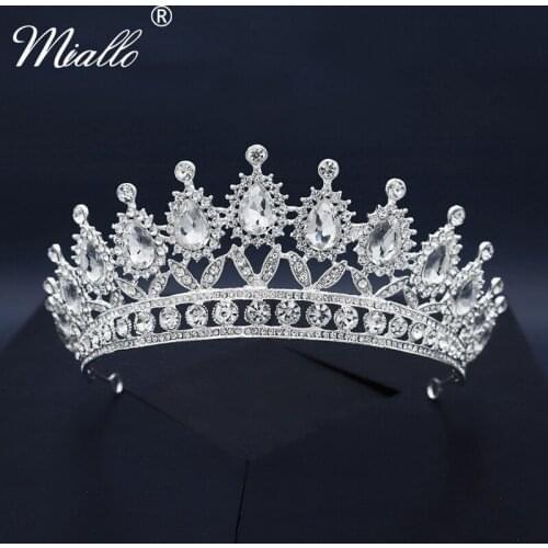 Miallo Rhinestone Bridal Crown Headband Wedding Hair Accessories for Women Headwear Silver Color Tiaras and Crowns Jewelry Gift