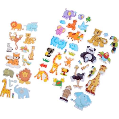 Cartoon 3D Zoo Animals Toys Stickers Girls Boys Children Kids PVC Plastic Stickers 7.2*17cm