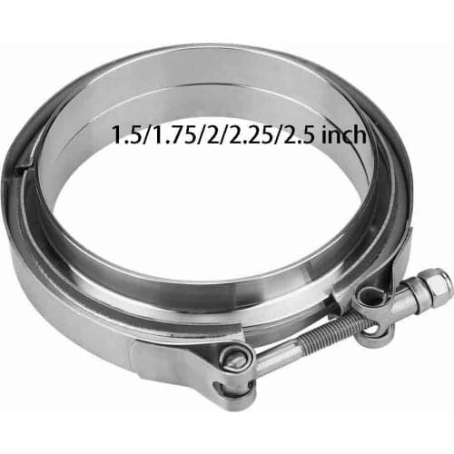 Stainless Steel with Male/Female Flange 1.5/1.75/2/2.25/2.5 inch Downpipes Pipe Turbo Exhaust V-Band V Clamps Kits