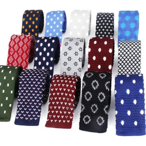 Brand New Knitted ties for men Dot Polyester Woven mens Skinny necktie for Party Business Brand Handmade Slim Weddubg Neck Tie