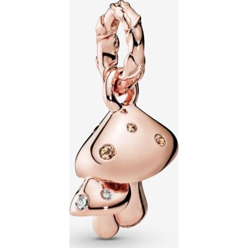 Wholesale 925 Sterling Silver Beads Sparkling Mushrooms Dangle Charm Fit Original Pandora Bracelets DIY Women Fashion Jewelry