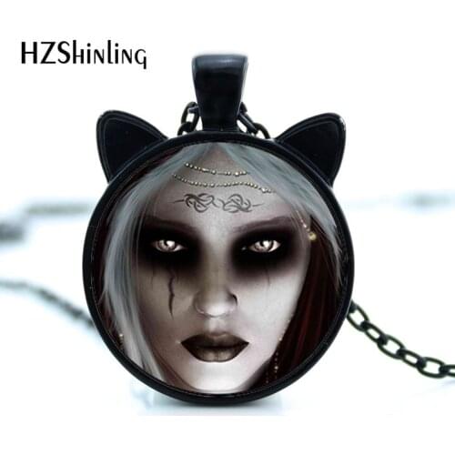 CN-00743 2017 New Gothic Witch Necklace Gothic Witch Pendant Jewelry Glass Photo Pendant Necklace HZ2