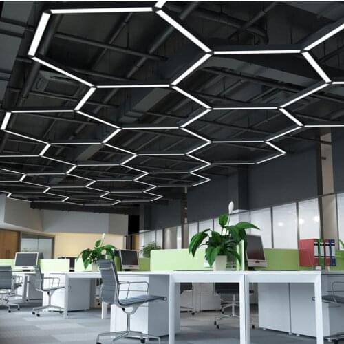 Simple office pendant Light black and white led strip hanging lamp For mall aisle corridor creative strip stitching pendant lamp