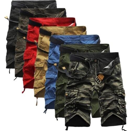 Shorts Men 2021 New Summer High Quality European Size Mens Solid Color Multi Pocket Loose Cargo Style Mens Shorts