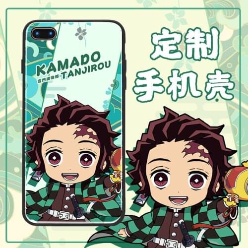 Demon Slayer Kimetsu no Yaiba Design silicone glass phone case for Apple iPhone 6 6s 7 8 Plus X XR XS 11 12 mini Pro MAX cases