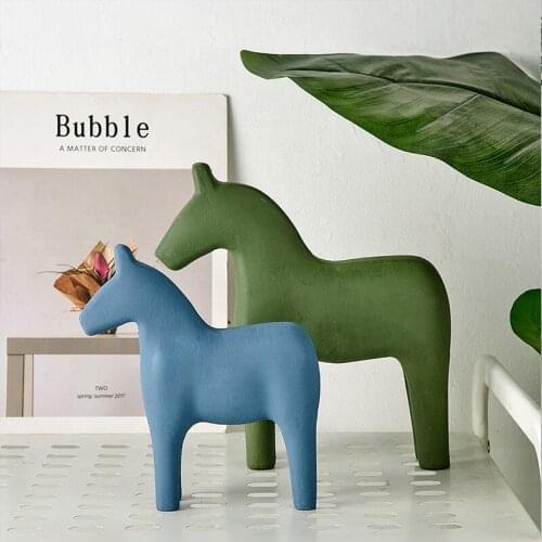 Animal Figurines Horse Model Wooden Home Decoration Accessories For Living Room Office Desk Bedroom Decor Children Birthday Gift