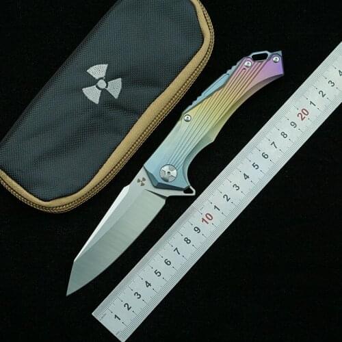 LEMIFSHE JK3287 Flipper folding knife D2 steel blade titanium alloy handle outdoor camping kitchen fruit knife EDC tool