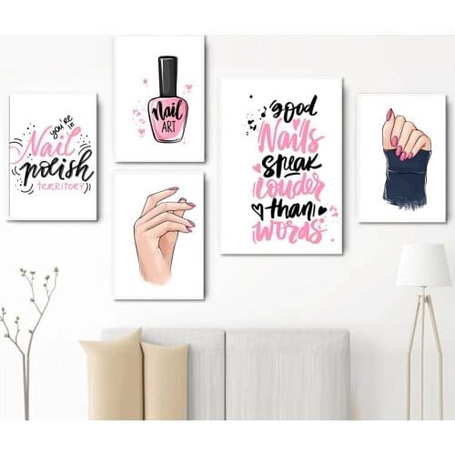 Modern Fashion Makeup Wall Art Picture Canvas Painting Poster Nail Polish Fingers Prints Wall for Living Room Home Decor