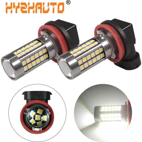HYZHAUTO 2Pcs Super Bright H8 H11 LED Fog Lights 3030 54-Smd Bulbs Replace For Front Fog Lamp DRL White Amber 1200Lm 12-24V