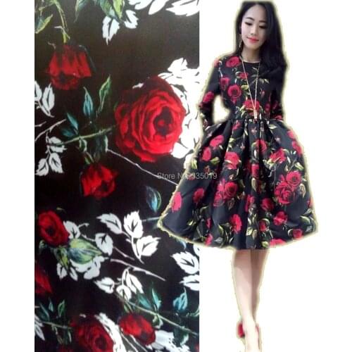 Telas Pure 100% Silk Fabric French Lace For Sewing Organza Woven Material Curtain Tulle Red Rose Printed Blouse Dress Textile