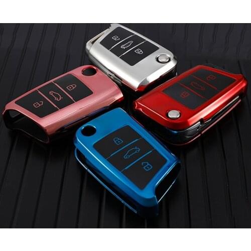 TPU Protective Cover Shell Remote Leather Car Key Case For Vw Volkswagen Golf 7 Mk7 Tiguan Mk2 Car Holder Style Accessories