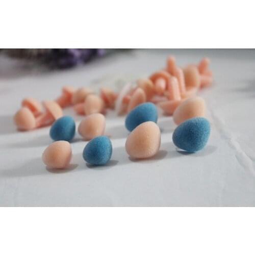 12x15mm/14x18mm blue/flesh color Triangle flocking toy nose safety toy nose + hard washer for diy plush doll findings--50pcs/lot