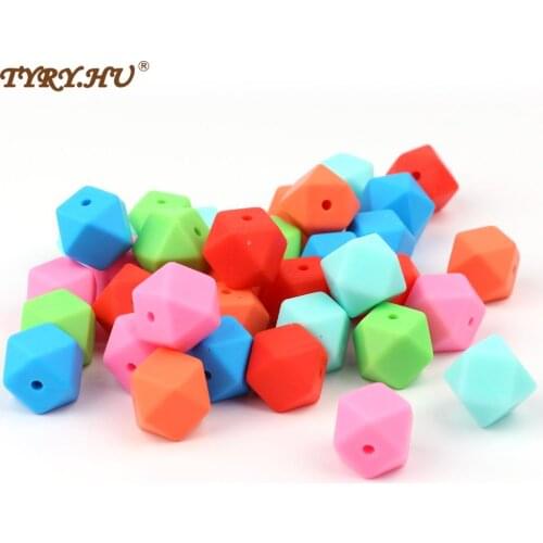 TYRY.HU 50Pcs Silicone Bead Baby Teething Beads Chewable Teethers Safe Toys DIY Pacifier Chain Leash Decoration BPA Free 14mm