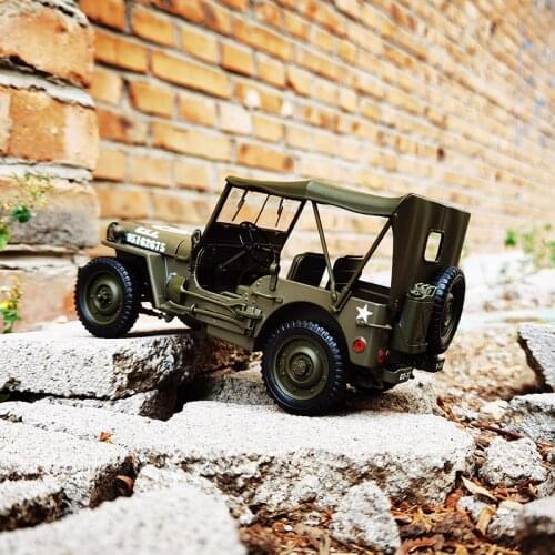 Welly 1:18 Willis Jeep ArmyGreen alloy car model simulation car decoration collection gift toy Die casting model boy toy