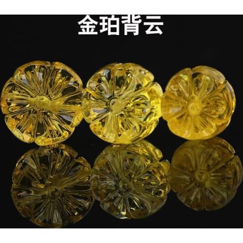 AMBER YELLOW carved pumpkin/flower/fish/pendant for DIY jewelry making loose beads FPPJ wholesale beads nature gemstone