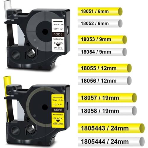 Absonic Compatible for DYMO Industrial Heat Shrink Tubes 18051 18052 18053 18054 18055 18056 18057 for Dymo Rhino Label Maker