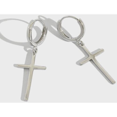 Fashion cross drop earrings for women accessories, minimalism 100% 925 sterling silver earings oorbellen female jewellery