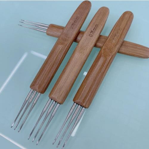 1Pcs Profeesional Dreadlock Crochet Bamboo Handle Hook 0.5mm 1-Hook 2-Hooks 3-Hooks Needle For Dreads Lock Needle