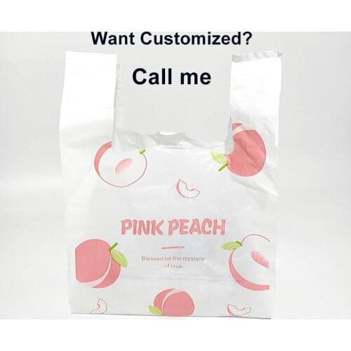 10Pcs Peach Pizza Dinner Lauch Bag Vegetable Shopping Pouch Fruit Design Food Packing Bag For Cake Bag Can Be Customized Logo