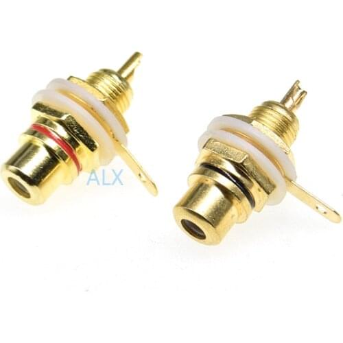 10PCS Panel Mount Gold Plated RCA Female plug Jack Audio Socket Amplifier Chassis Phono Connector with nut solder cup
