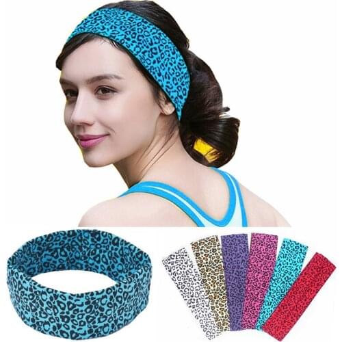 2Pcs/Lot Fashion Sports Yoga Leopard Fitness Hairband Women Print Headband Elastic Cotton Sweat Band Hair Accessories