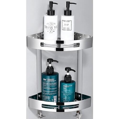 304 Stainless Steel Bathroom Shelf Shiny Silver Tripod Corner Rack Triangle Basket Bathroom Pendant Wall Hanging Floating Shelf