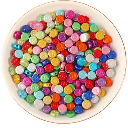 50pcs Acrylic Spacer Loose Multicolor Beads 4x7mm/5x10mm Letter Digital Round Beads For Jewelry Making DIY Handmade Accessories