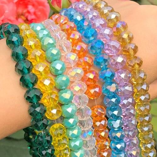 AB Clear Multicolor Austria Crystal Glass Faceted Rondelle Beads Loose Spacer Beads For Jewelry Making Diy Accessories Wholesale
