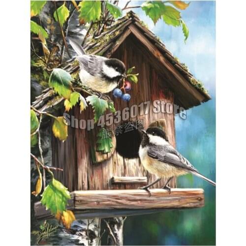 Full Drill DIY Diamond Painting At Sweet Home Birds Birdhouse Embroidery Cross Stitch Diamond Mosaic Home Decor Gift Needlework