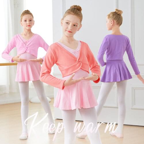 Girls Dance Knitwear Winter Warm Ballet Gymnastics Jacket Long Sleeve Dance Sweater Top Coat Kids Dance Wear Clothing Wrap Top