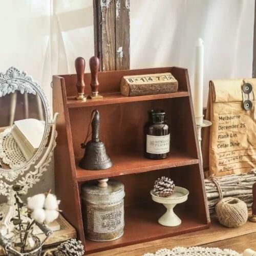 Boite De Rangement oрганайзер для хранения Wooden Retro Desktop Storage Box Multi-Cabinet Desk Toiletries Cup Holders