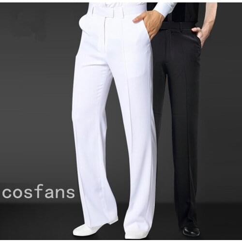 New Dance Trousers 2019 Men National Standard Modern Ballroom Dancing Pants Costumes Adult Latin Training Clothing Black White